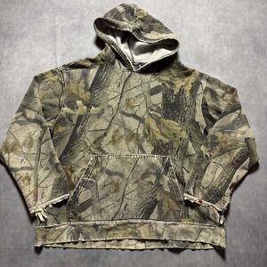 RealTree Camo Hoodie Mens XL Green Brown Thrashed Distressed Y2K Gorpcore Hooded